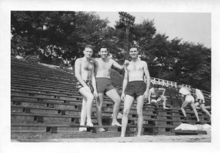 Lenny Aconsky, Marv Mackoff, Don Feeney, Meiji Pool, Tokyo, August, 1953